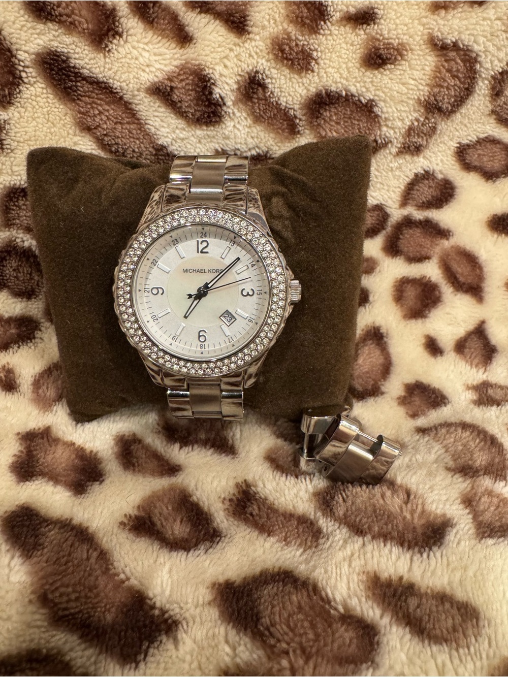 Michael Kors Silver Crystal-Trim Stainless Steel Watch